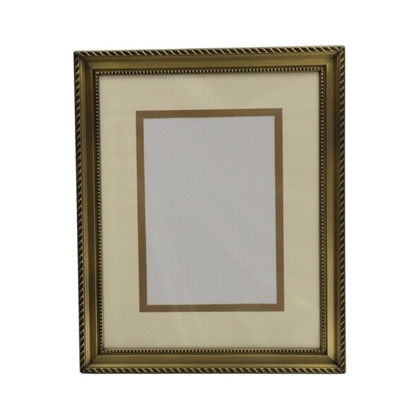 Burnes of Boston Gold Tone Picture Frame 8x10 Mat Beaded Rope Edge Vintage Style - Picture 1 of 6